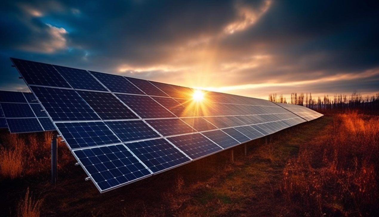 o-ceu-do-por-do-sol-reflete-a-ia-generativa-de-geracao-de-energia-sustentavel-do-painel-solar o-ceu-do-por-do-sol-reflete-a-ia-generativa-de-geracao-de-energia-sustentavel-do-painel-solar