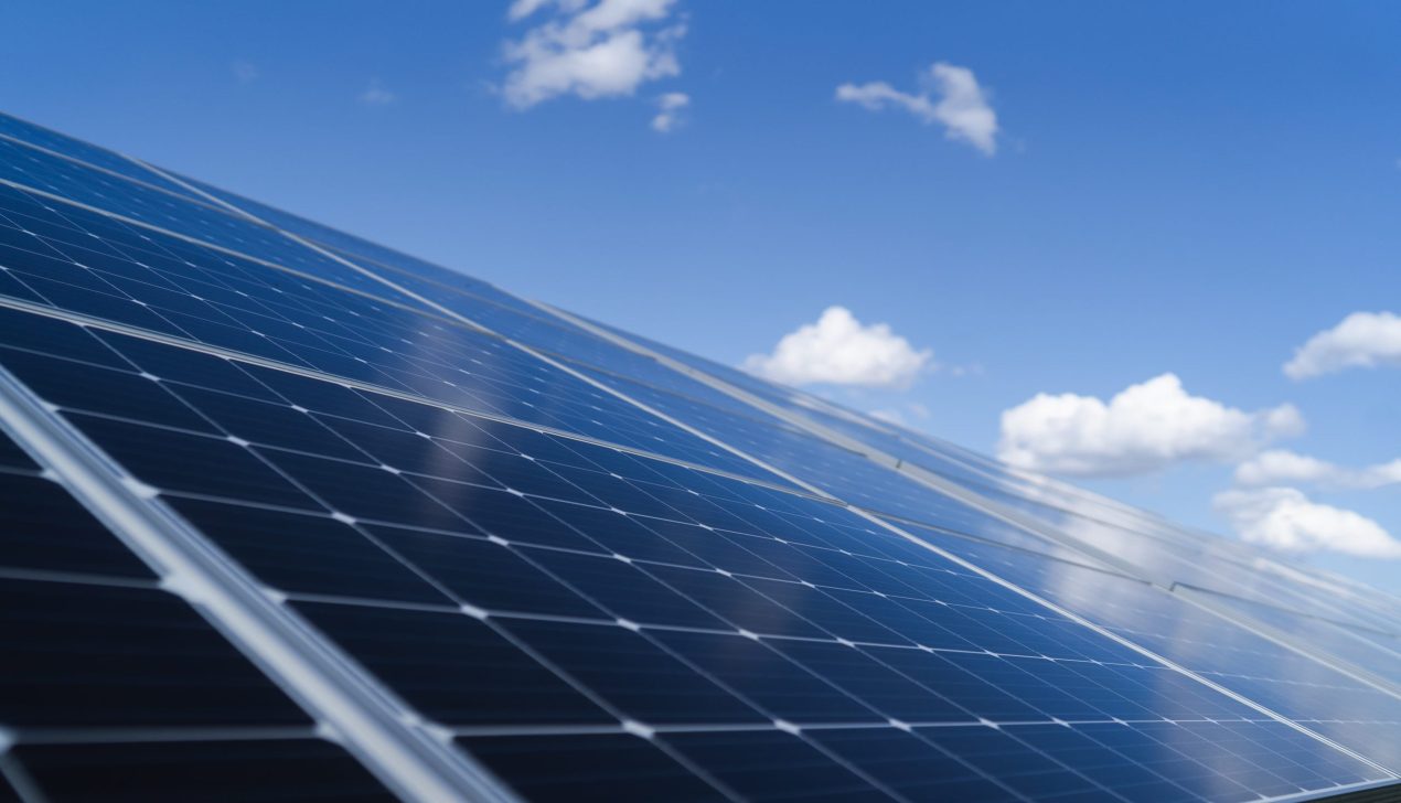 Solar panel on blue sky background Solar panel on blue sky background